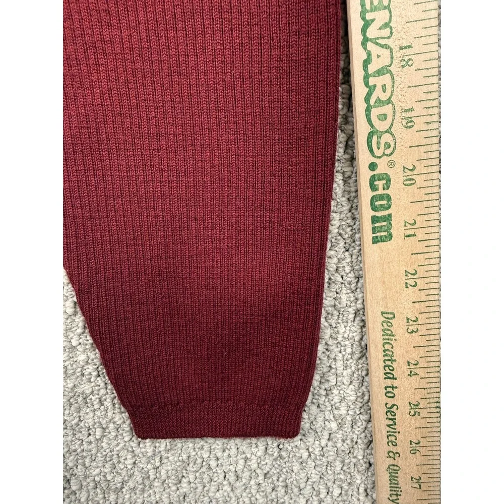 Jantzen Vintage V-Neck Sweater XL Burgundy 100% Wool Ribbed Knit 90s Y2K Maroon